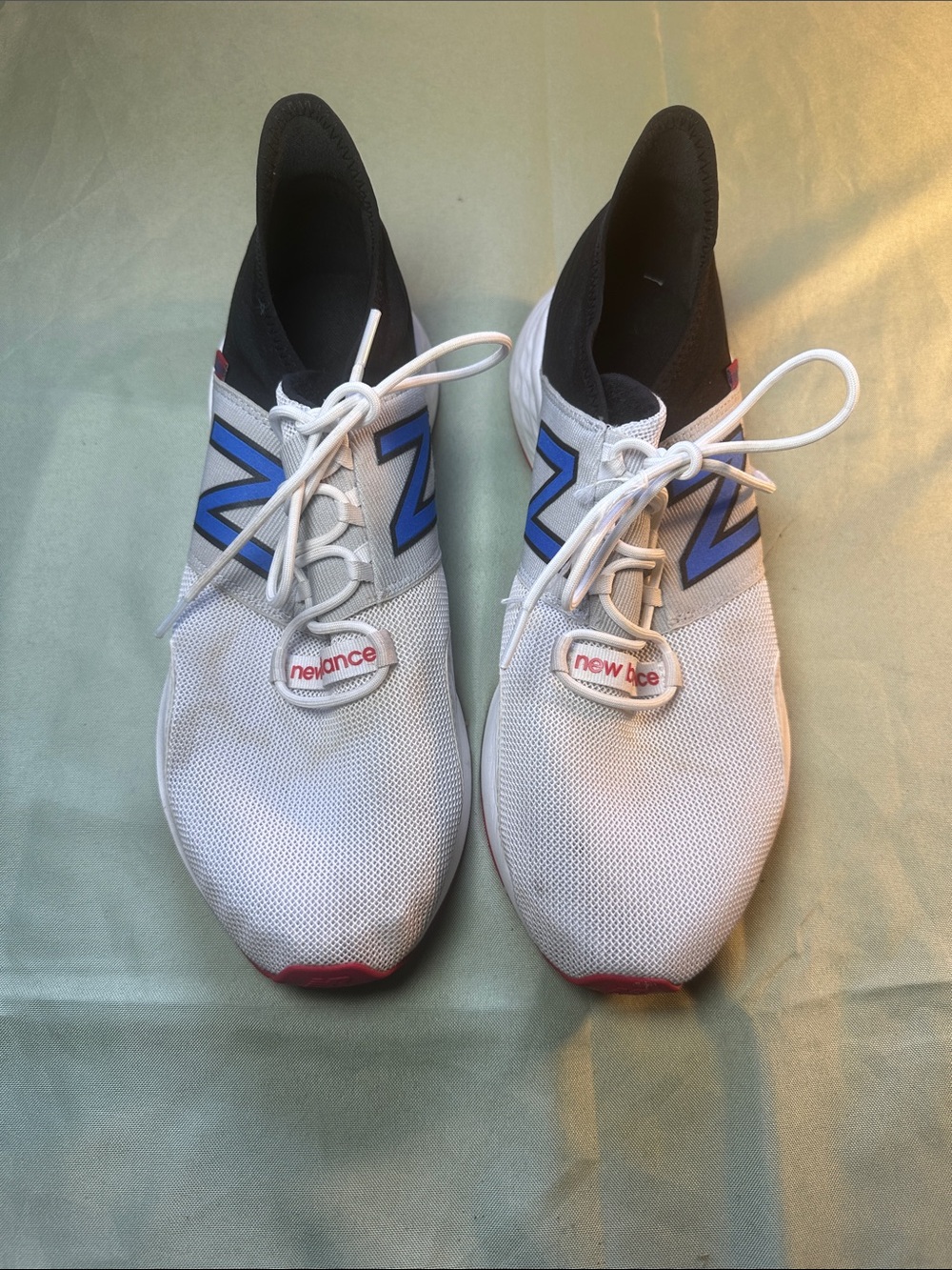 New Balance White Blue Black Athletic Running Sneakers